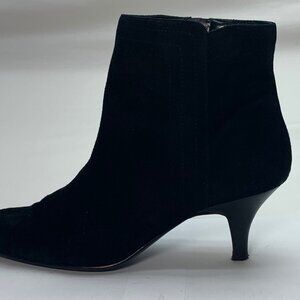 Anne Klein iFlex Black Suede Ankle Booties Size 7 1/2 -- M Zip Sides - Mid Heel